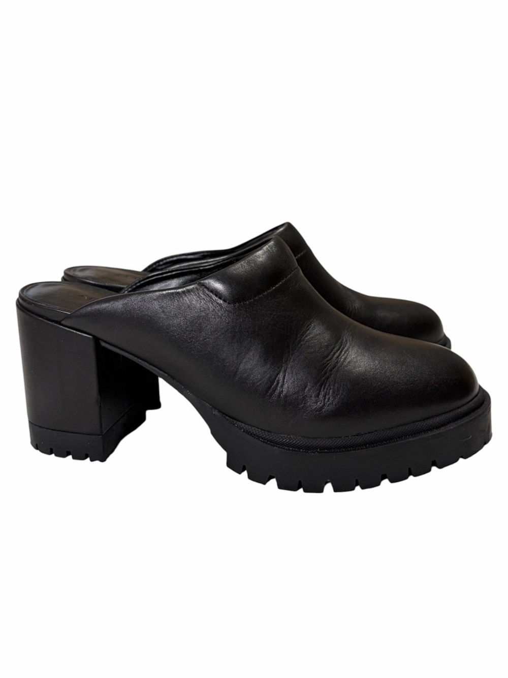 Aerosoles Emon Black Leather Lug Sole Clog Size 8